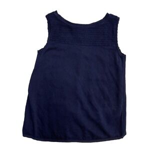 Talbots Navy Blue Knit Top Tank 100% Cotton Small Fisherman Coastal Grandmother‎